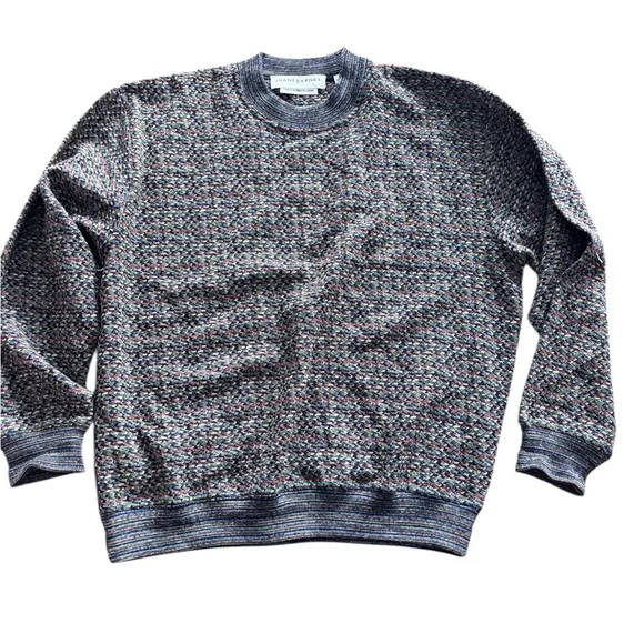 Jhane Barnes Textured Knit Sweater Mens Multicolor Crewneck Japanese Fabric - Picture 2 of 8